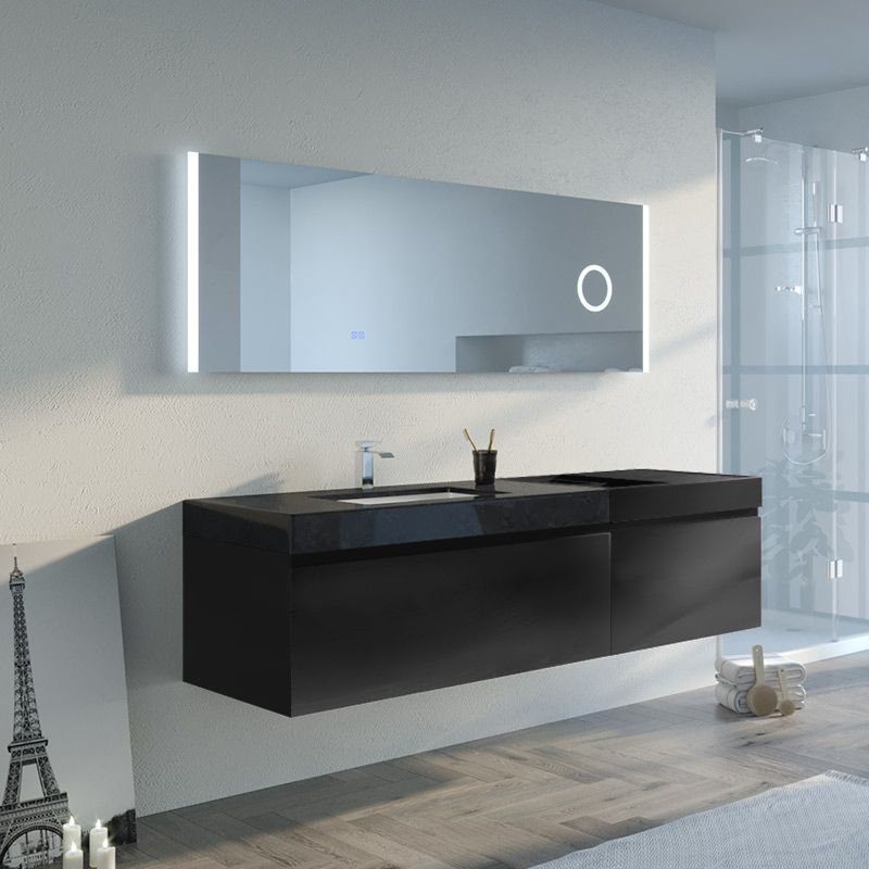 Ensemble de salle de bain noir, meuble de salle de bain noir mat, meuble  sous vasque 180 cm