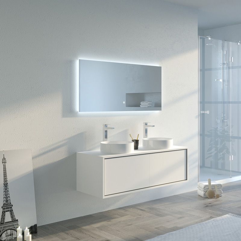 Meuble vasque double salle de bain MARUCA 1200 Blanc