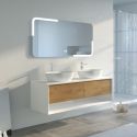 Meuble salle de bain SANZA 1400 Blanc et Bois Naturel