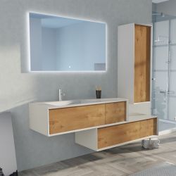 Meuble de salle de bain Avigliano 1200 Bois naturel et blanc