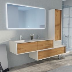 Vue intérieure Meuble de salle de bain Avigliano 1400 Bois naturel et blanc