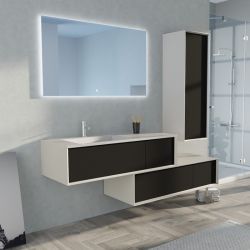 Vue intérieure Meuble de salle de bain Avigliano 1200 Noir et Blanc