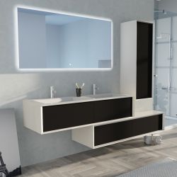 Vue intérieure Meuble de salle de bain Avigliano 1400 Noir et Blanc